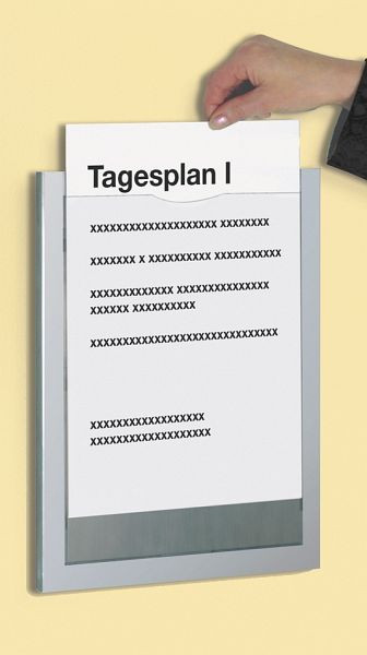 Kerkmann support d'information Daily, L 255 x P 20 x H 340 mm, aluminium argent/transparent, 43650014