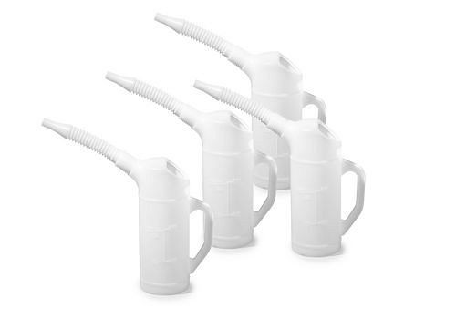Verre doseur DENIOS en polyéthylène (PE), 0,5 litre, bec flexible, gradué, UE : 4 pièces, 255-915