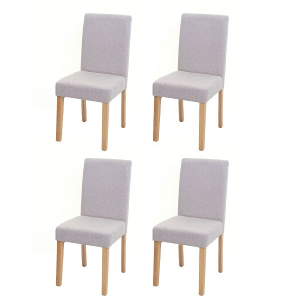 Ensemble de 4 chaises de salle à manger Mendler, chaises de cuisine, Littau, textile, beige crème, pieds de couleur claire, 74557