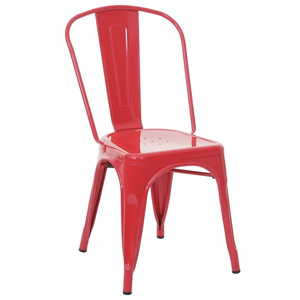 Chaise Mendler HWC-A73, chaise de bistrot, empilable, design industriel en métal, empilable, rouge, 57904