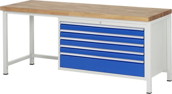 Établi RAU série 8000 - modèle 8368, L2000 x P700 x H840-1040 mm, base du système L1995 x P650 x H800-1000 mm, 03-8368A1-207B4H.11