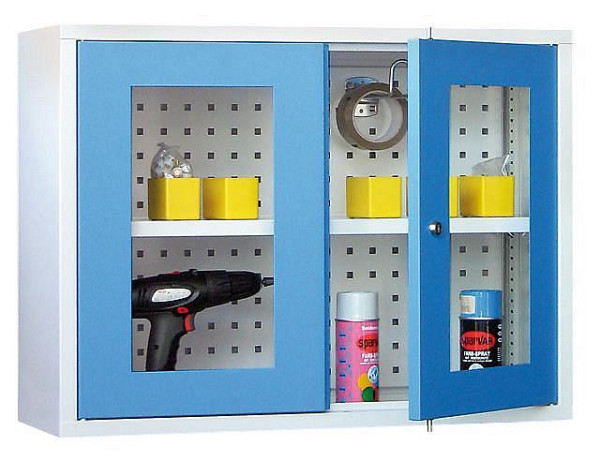 Armoire murale Pavoy 600/300/800, serrure à cylindre, hublot, panneau arrière perforé, 22337-080-191-910905