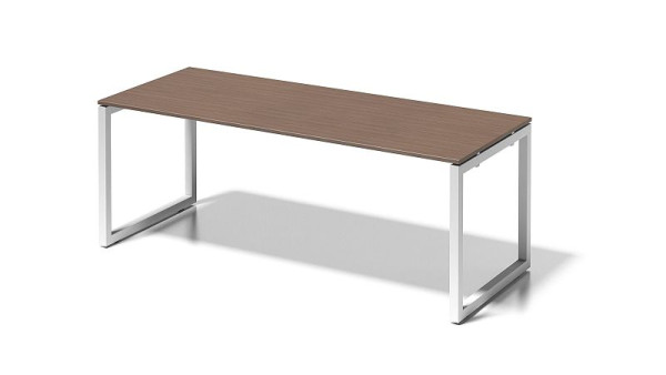 Bureau Bisley Cito, structure en O hauteur fixe 730 mm, H 19 x L 2000 x P 800 mm, noyer/blanc signalisation, DOF2008WN396