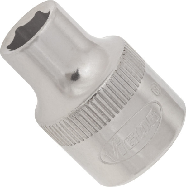 Insert de clé à douille VIGOR, carré creux 10 mm (3/8"), profil à six pans extérieurs, 7 mm, longueur : 28 mm, pour commande manuelle, V2277N