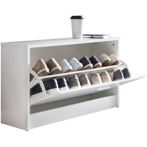 Banc à chaussures Wohnling ZOEY avec siège benne à chaussures blanc bois 80 x 47 x 24 cm, WL5.271