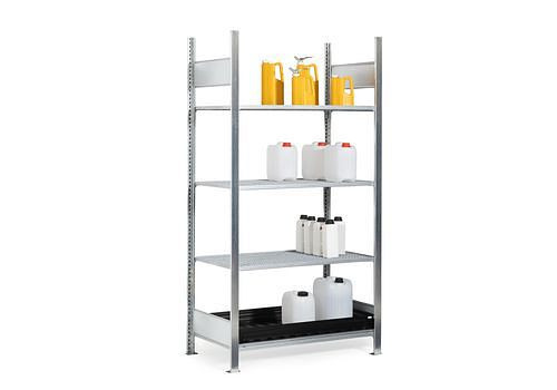Rayonnage pour produits dangereux DENIOS GKG 1060-V pro, grille galvanisée, 1060 x 637x 2000, champ de base, 273-917