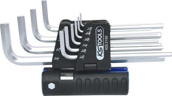 KS Tools Jeu de clés Allen 3 en 1, 10 pièces de long, pouces, 920.2150