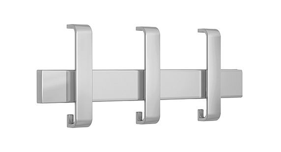 Kerkmann Arosa porte-manteau mural de sécurité en acier, avec 3 chapeaux et 3 patères doubles, aluminium argent, 32641914