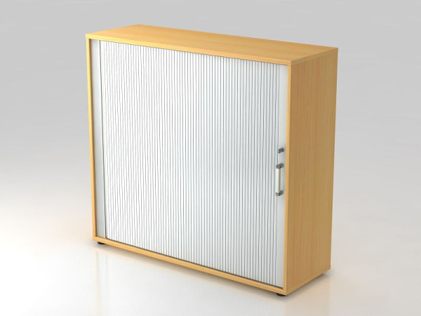 Armoire à volets roulants Hammerbacher horizontale, 3OH 120cm poignée chromée hêtre/argent, 120x40x110 cm (LxPxH), V1733S/6/S/CE