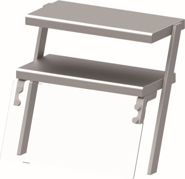 Étagère supérieure double Stalgast avec pare-haleine en verre 434x450x450 mm pour systèmes de service alimentaire, ZS04104