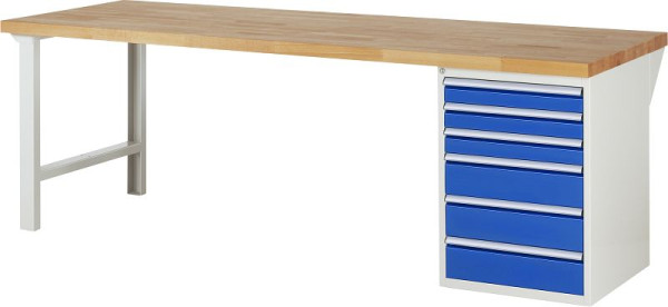 Etabli RAU série 7000 - conception modulaire, conteneur de sous-structure (6x tiroirs), 2500x840x900 mm, 03-7515A1-259B4S.11