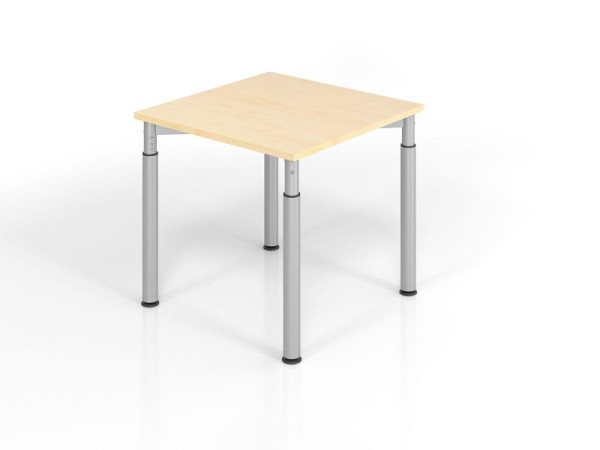 Bureau Hammerbacher YS08, 80 x 80 cm, plateau : érable, épaisseur 25 mm, chant épais en ABS, forme rectangulaire, argent, VYS08/3/S