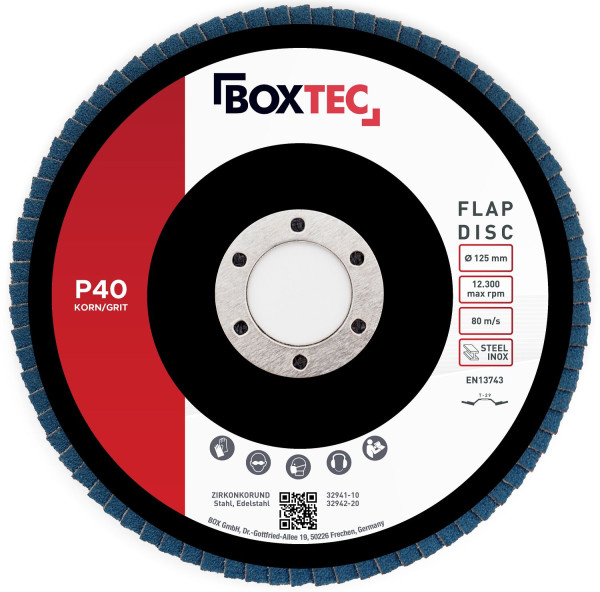 Disques à lamelles professionnels BOXTEC BLEU Disques à lamelles 125 mm INOX disques abrasifs lot de 20 P40, 32942