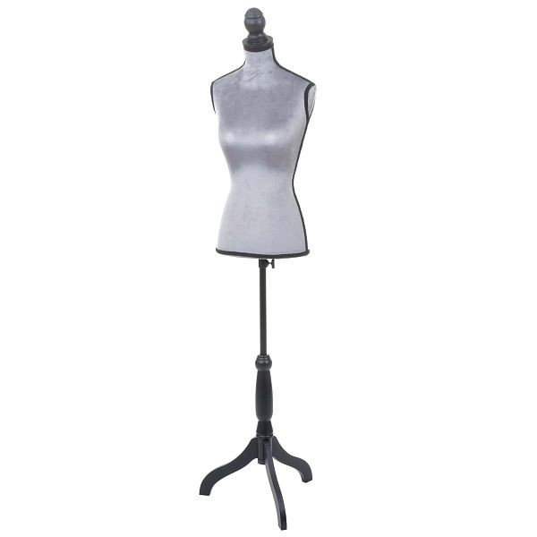 Mannequin de tailleur Mendler T220, buste mannequin femme, mousse, gris velours, 69299