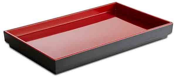 Plateau APS GN 1/4 -ASIA PLUS-, 26,5 x 16,2 cm, hauteur : 3 cm, mélamine, intérieur : rouge, brillant, extérieur : noir, mat, 15458
