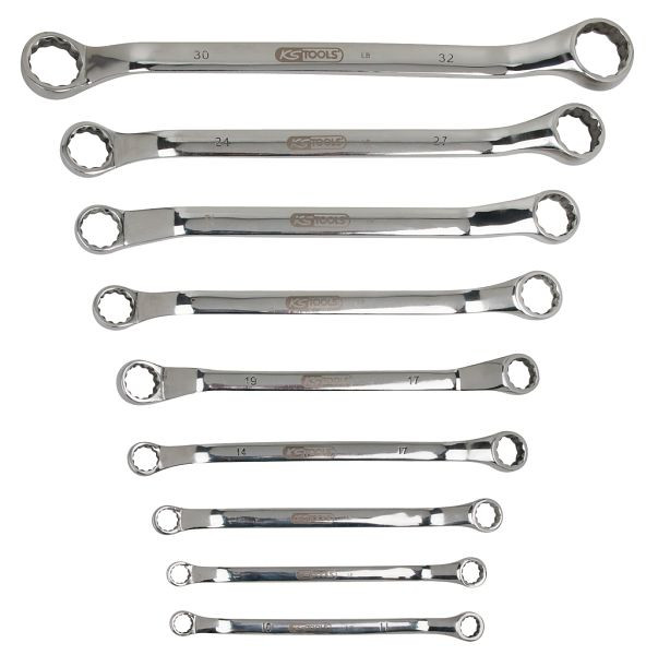 KS Tools jeu de clés à double anneau en acier inoxydable, coudées, 9 pièces, 964.1140