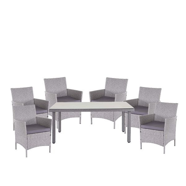 Mendler Halden ensemble en polyrotin, ensemble de balcon de meubles de jardin, ensemble de sièges, gris, coussins anthracite, 64311+3x64302