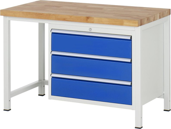 Etabli RAU série 8000 - modèle 8257, L1250 x P700 x H840-1040 mm, base système L1245 x P650 x H800-1000 mm, 03-8257A1-127B4H.11