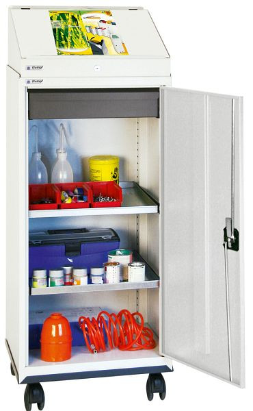 Bureau Blunt Cabinet série 3000, mobile, RAL 7035/7035, 1 bureau, 1 tiroir, 2 plateaux, piètement roulant, 3091107