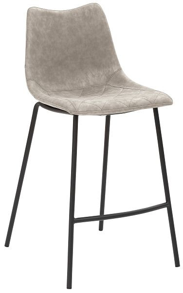 Mayer Sitzmöbel tabouret de comptoir mySOLO, revêtement d'assise cuir synthétique vintage gris clair, structure à quatre pieds thermolaqué noir, 1175_V3_544