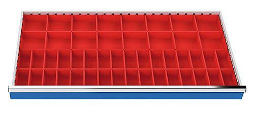 Bedrunka+Hirth coffret de petites pièces 48 pièces, R 48-24, dimensions utiles du tiroir 1200 x 600 mm, hauteur de façade 75 mm, dimensions en mm (LxPxH) : 1200 x 600 x 52, 182BLH75
