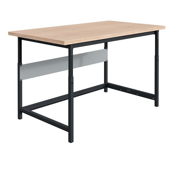 Table d'emballage SOFAME PACKLOG, réglable en hauteur mécaniquement, 1200 x 750 x 764 à 1044 mm, plan de travail multiplex 24 mm, gris anthracite RAL 7016, W010020520GA