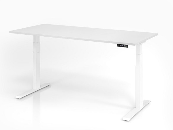 Bureau Hammerbacher XDKB19, 180 x 80 cm, plateau : blanc, épaisseur 25 mm, chant épais en ABS, forme rectangulaire, blanc, VXDKB19/W/W