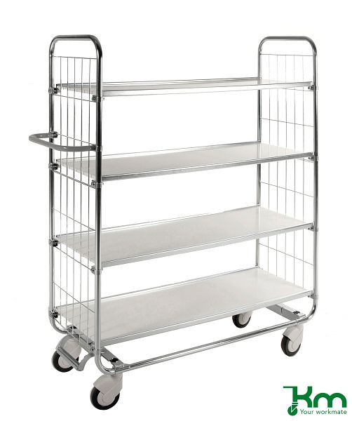 Chariot pour préparation de commandes Kongamek série 8000, 1195 x 470 x 1590 mm, 4 étagères, KM8000-4L-CL