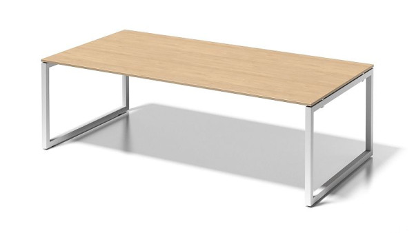 Bisley Poste de travail / table de conférence Cito, cadre en O réglable en hauteur de 730 mm, hauteur de 19 x 2400 x 1 200 mm, blanc érable / blanc trafic, DOF2412MP396