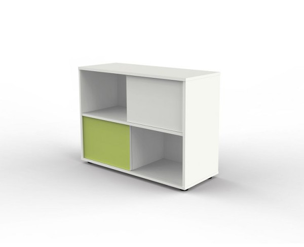 Kerkmann armoire à portes coulissantes avec portes réversibles en demi-largeur de compartiment, frais, L 1000 x P 400 x H 750 mm, blanc/vert, 13445910