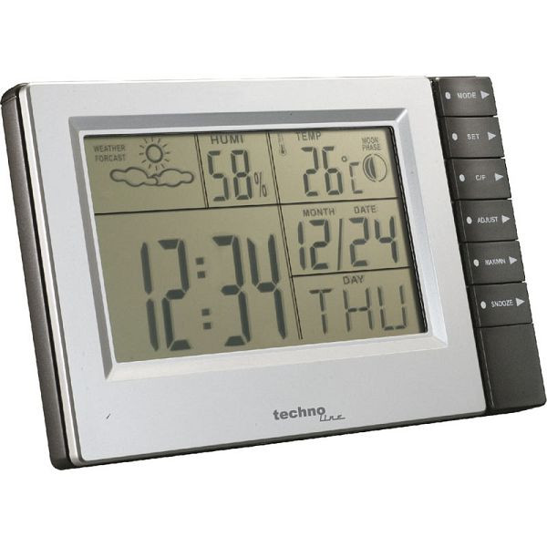 Station météo Technoline, horloge à quartz, dimensions : 195 x 128 x 30 mm, WS 9121