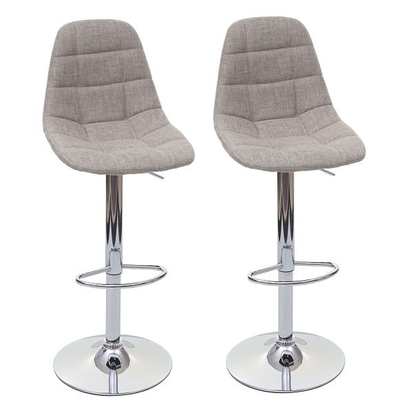Mendler ensemble de 2 tabourets de bar HWC-A67, tabouret de bar tabouret de bar, gris crème, textile, 74294