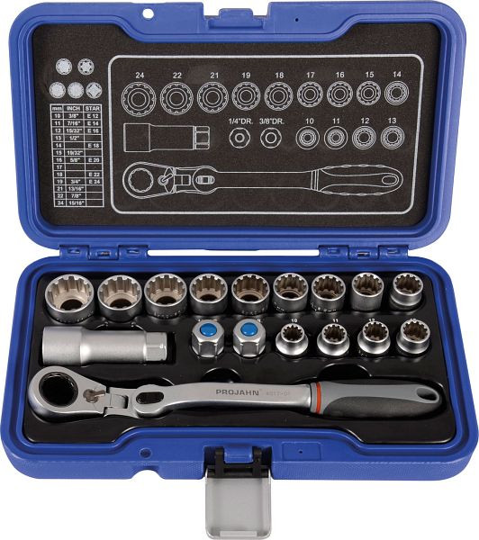 Jeu de cliquets à visser Projahn GearTech 17 pièces, 4017