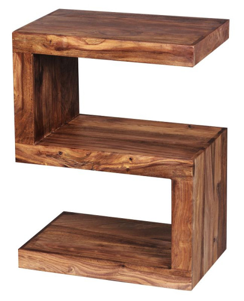 Wohnling table d'appoint MUMBAI bois massif Sheesham S Cube 60cm de haut design marron style maison de campagne, WL1.302