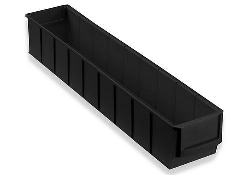 DENIOS pro-line ESD boîte à étagères pro-line C3-S, PP, 91 x 500 x 81 mm, noir, lot de 24, 265172