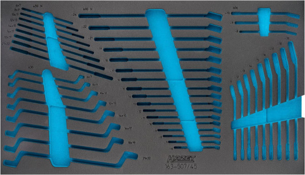 Insert en mousse souple à 2 composants Hazet, pour 163-507/45 Dimensions / longueur : 691 mm x 392 mm Taille du système d'organisation : 4/3+ (691 x 392 mm), 163-507L