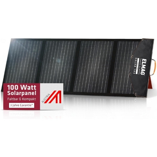 Panneau solaire pliable ELMAG SOLAR 100 - monocristallin, 18VDC, 100Wc pour centrales électriques portables, 52951