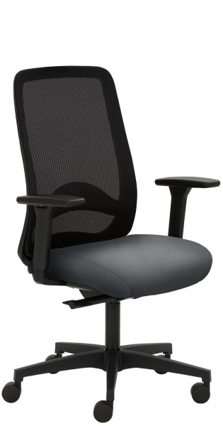 Chaise pivotante Mayer Sitzmöbel , piètement en plastique, accoudoirs réglables en hauteur, dossier en résille, gris, 2228_AV1D_SYM++_30614