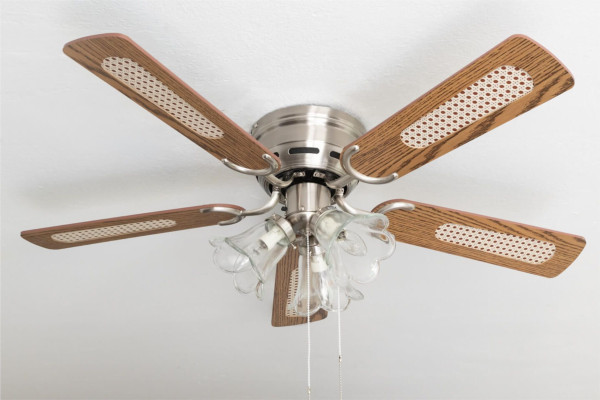 Ventilateur de plafond extra plat Pepeo Kisa Deluxe pales nickel brossé chêne / noyer avec éclairage, 105620191