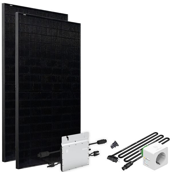 Centrale électrique pour balcon Offgridtec Solar-Direct 820 W HM-800 Prise Schuko noire complète - 5 m - Sans support avec compteur électrique, 4-01-016030-031