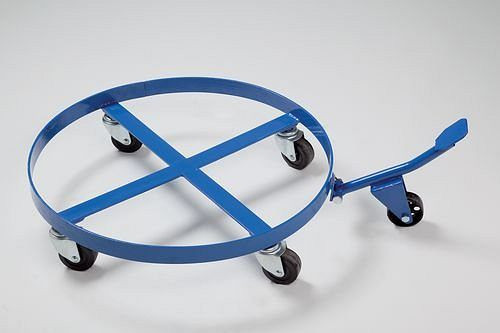 Rouleau pour fûts DENIOS DT3 en acier, pour fûts de 200 litres, avec mécanisme basculant, 350 kg max., 189-634
