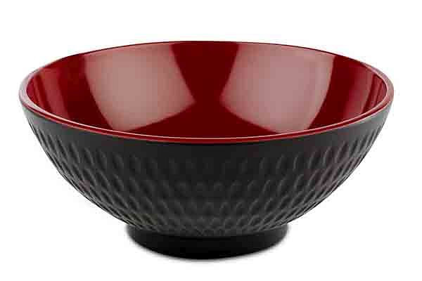 Bol APS -ASIA PLUS-, Ø 16 cm, hauteur : 7 cm, 0,6 litre, mélamine, intérieur : rouge, brillant, extérieur : noir, mat, 15419