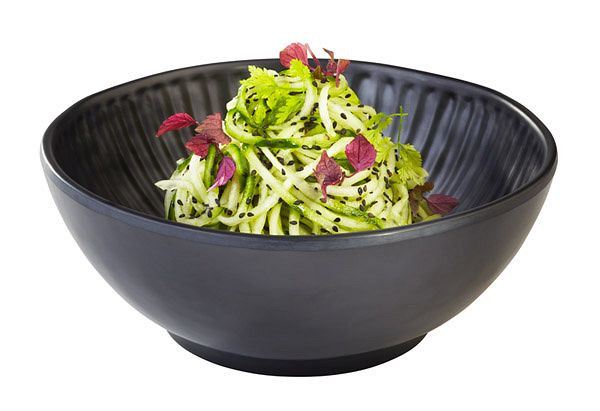 Bol APS -AIKO-, Ø 20,5 cm, hauteur : 8 cm, mélamine, noir, aspect pierre, 1,2 litres, 84337