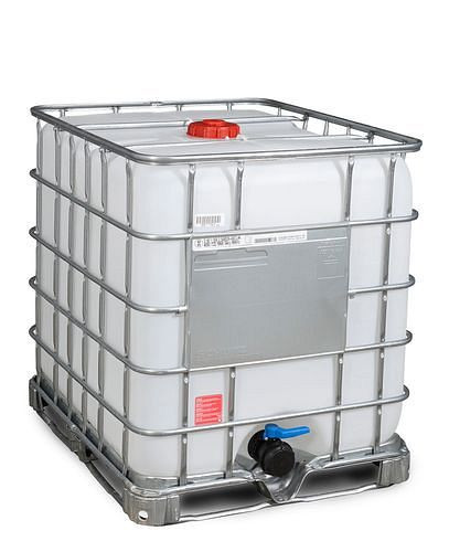 Conteneur pour marchandises dangereuses DENIOS Recobulk IBC, cadre en acier, 1000 l, ouverture NW150, sortie NW80, 266-197