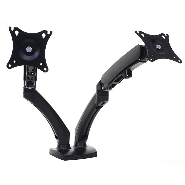 Support de moniteur Mendler HWC-D39, VESA jusqu'à 75x75/100x100mm montage sur trou de forage pivotant inclinable rotatif jusqu'à 9 kg par bras, à deux bras, 62765