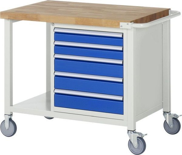 Etabli mobile RAU 8000 - modèle 8171, L1000 x P700 x H880-1080 mm, base système L995 x P650 mm, 5 tiroirs, 05-8171A6-107B4H.11