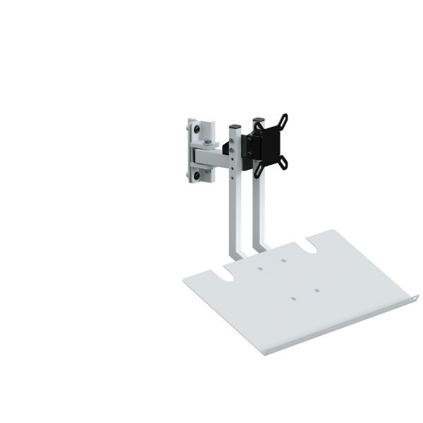 SOFAME bras pivotant avec tablette clavier pour écrans 15-27 pouces, monobloc court L80 mm, gris clair RAL 7035, W010080315GC
