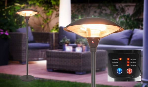 Sonnenkönig WARM MUSHROOM électrique noir - chauffage - flamme de jardin, 2100 W, 58 x 160-205 x 58 cm, 30301012