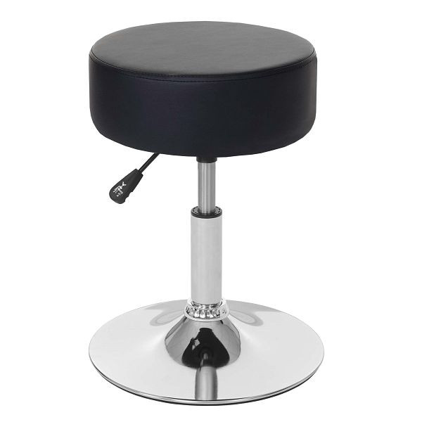 Tabouret Mendler HWC-C22, tabouret de maquillage tabouret, réglable en hauteur Ø 35cm, simili cuir, noir, 61173