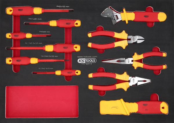 KS Tools Jeu de pinces et tournevis VDE, 11 pièces, 117.6111
